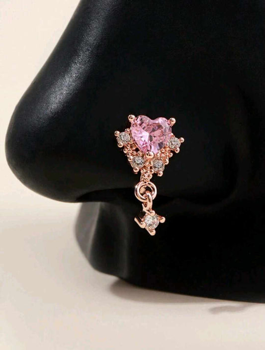"Pink Heart" Nose Ring
