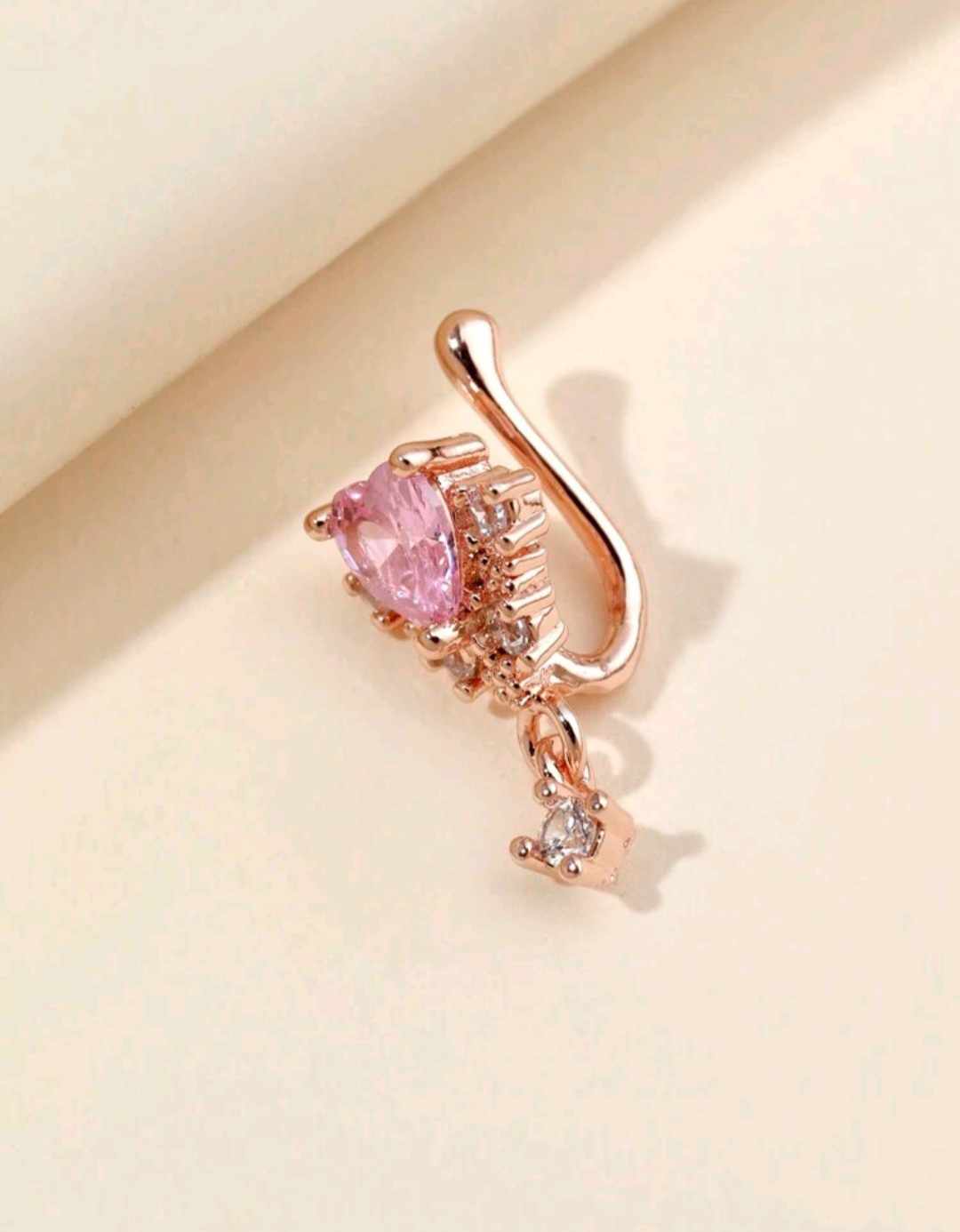 "Pink Heart" Nose Ring