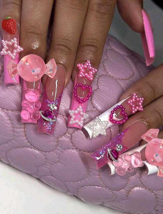 "Pink Candy" Press-On Nails
