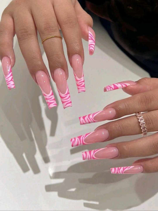 "Zebra Pink" Press-On Nails