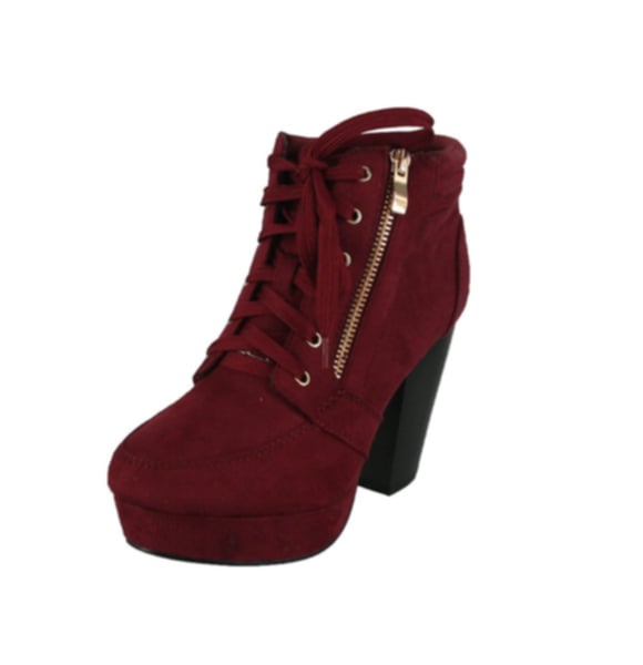 "Lady in Red" Laced-Ankle Boots