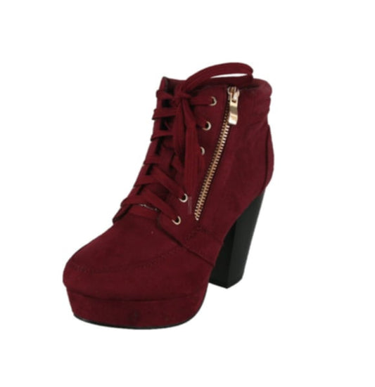 "Lady in Red" Laced-Ankle Boots
